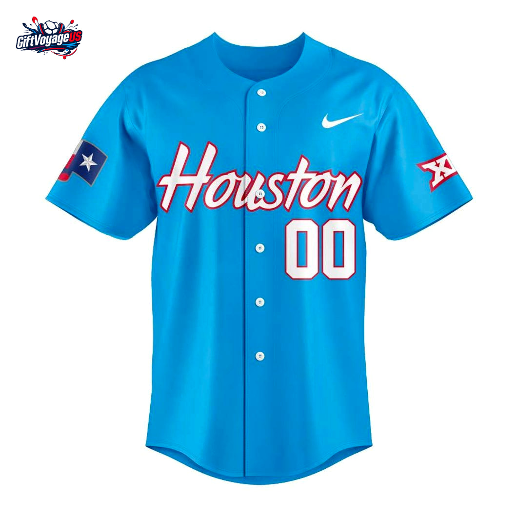 Houston Cougars Baseball Blue 2025 City Connect Baseball Jersey Houston Cougars Baseball Blue 2025 City Connect Baseball Jersey
